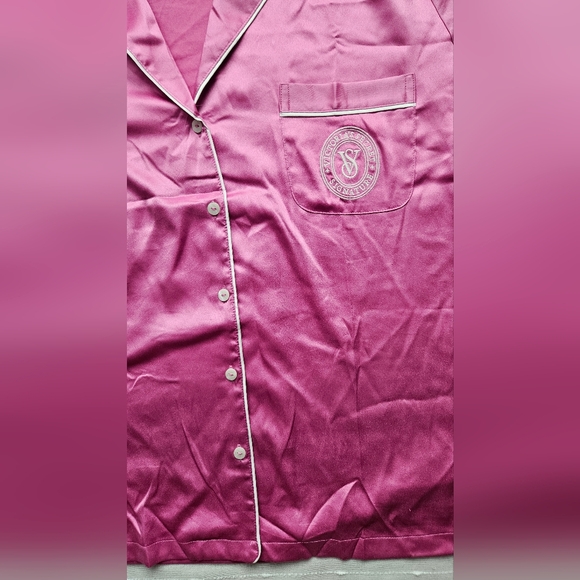 Victoria's Secret Glazed Satin Pink Short Sleeve Pajama Set XL 100% Polyester - Picture 10 of 14